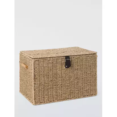 John Lewis Woven Seagrass Lidded Trunk, Natural | 36x56x36cm
