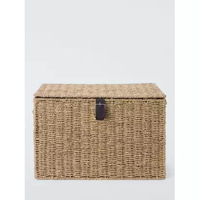 John Lewis Woven Seagrass Lidded Trunk, Natural | 36x56x36cm