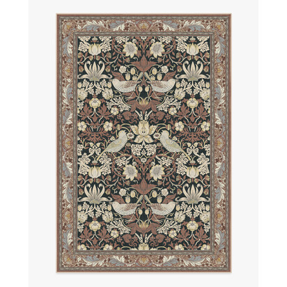 Strawberry Thief Black & Amber Rug by Morris & Co. - 185 x 275 cm - All-In-One Rug