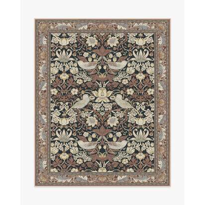 Strawberry Thief Black & Amber Rug by Morris & Co. - 185 x 275 cm - All-In-One Rug