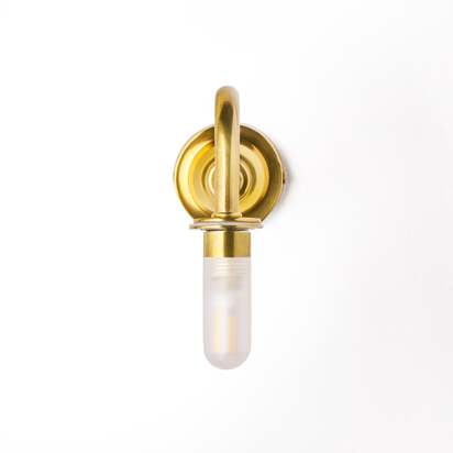 IP44 Swan neck wall fitting in antique brass