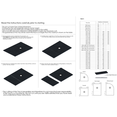 Drench Naturals White Thin Slate-Effect Rectangular Shower Tray - 1400 x 900mm