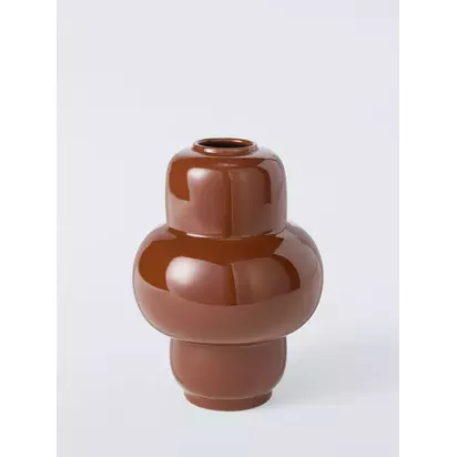 John Lewis Organic Shape Contemporary Stoneware Vase, H25cm, Red Red | 25 x 17.9 x 17.9 cm