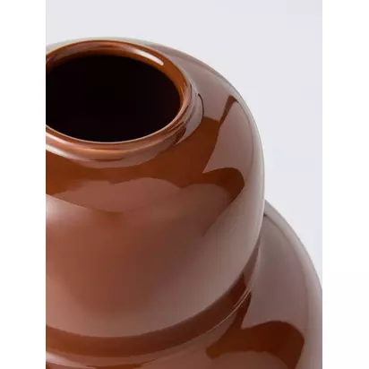 John Lewis Organic Shape Contemporary Stoneware Vase, H25cm, Red Red | 25 x 17.9 x 17.9 cm