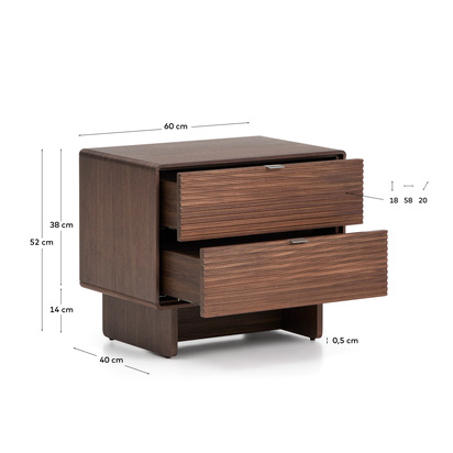 Norlen 2-drawer bedside table in walnut veneer FSX Mix Credit 60 x 52cm