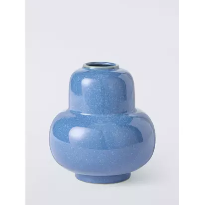 John Lewis Organic Shape Contemporary Stoneware Vase, H20cm, Blue Blue | 20 x 18.2 x 18.2 cm