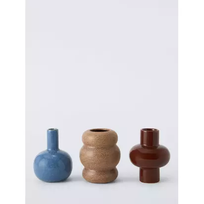 John Lewis Mini Stoneware Vases, Set of 3, H12cm Multi | Vase 1: 12 x 9.4 x 9.4Vase 2: 12 x 9.7 x 9.7Vase 3: 12 x 9.6 x 9.6