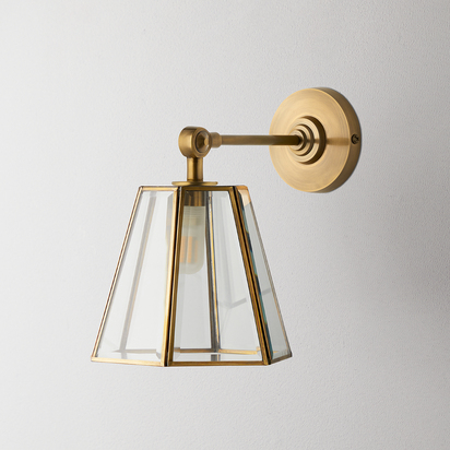 Elbow wall fitting IP44 in antique brass