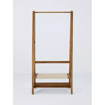 John Lewis FSC-Certified (Acacia Wood) and Rope Clothes Rail, Natural | 175x85x47cm