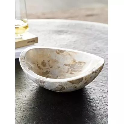 Pottery Barn Decorative Marble Bowl, Natural Natural | H8 x W23 x D21cm