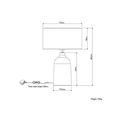 John Lewis Kairo Glazed Ceramic Table Lamp Avocado | H48.5 x Dia.33cm
