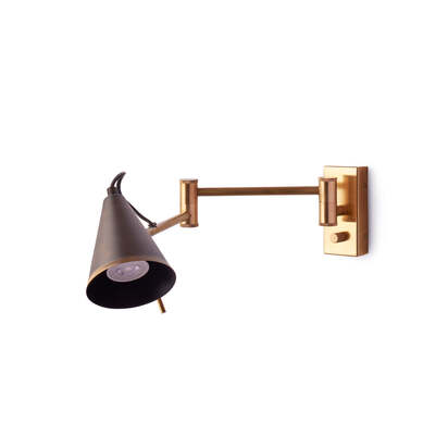 Conrad articulated wall light in brass with bronze hood