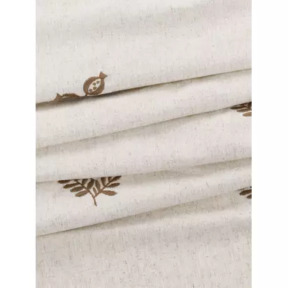 John Lewis Ariana Embroidered Pair Lined Pencil Pleat Curtains Natural/ Auburn | 167 x 182cm