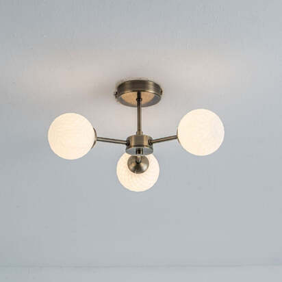 Lior 3-Light Antique Brass Semi-Flush Ceiling Light