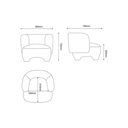 John Lewis Elephant Armchair, Green Boucle Green Boucle | H73 x W80.5 x D78.5cm