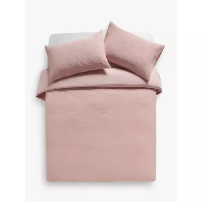 John Lewis Cotton Seersucker Duvet Cover Set Pink | H300.00mm * W230.00mm * D42.00mm