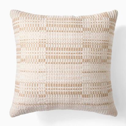 Outdoor Variegated Plaid Cushion, 51 cm x 51 cm, Natural Multi