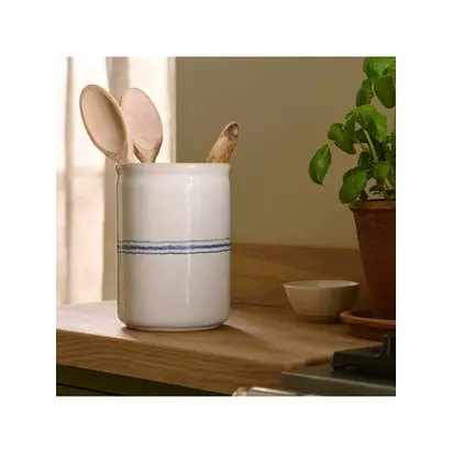 Neptune Melbury Stoneware Utensil Pot, Natural/Navy Natural | H18.30 x W12.90 x D13.10cm