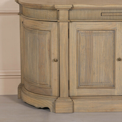 Rustic Wooden Fluted Buffet Sideboard