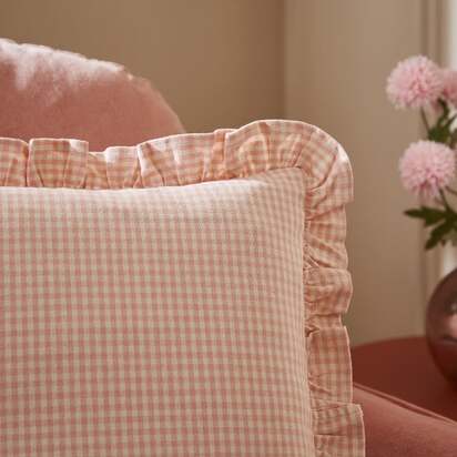 Gingham Frill 100% Cotton Square Cushion