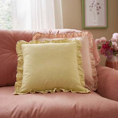 Gingham Frill 100% Cotton Square Cushion