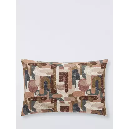 John Lewis Jazz Abstract Embroidered Cushion, Multi Multi | H40 x W60 x D1cm