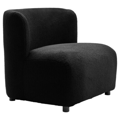 Montreal Ivory Boucle Effect Curved Lounge Chair With Swivel Base