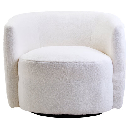 Montreal Black Boucle Effect Curved Lounge Chair With Swivel Base