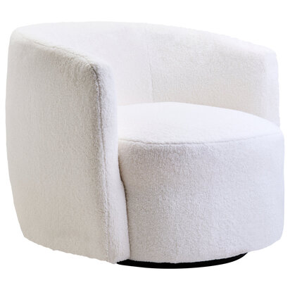 Montreal Black Boucle Effect Curved Lounge Chair With Swivel Base