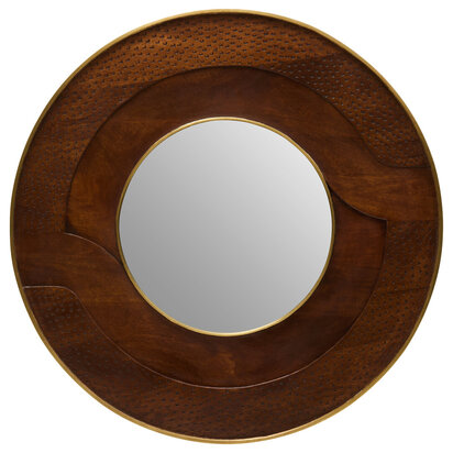 Bambusa Bamboo Inlay Round Wall Mirror