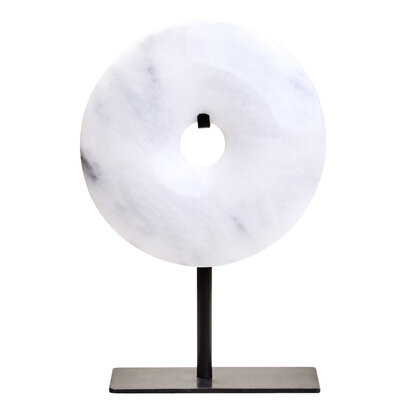 Zoro Small Round Dia 20cm Grey Marble Disc Sculpture