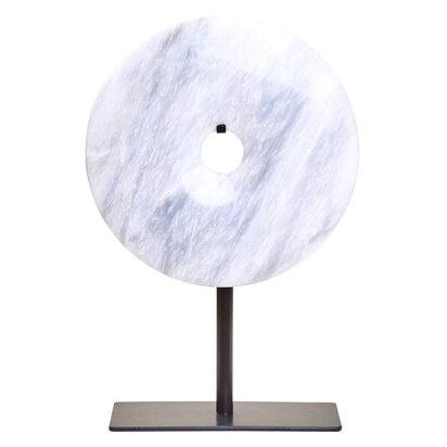Zoro Medium Round Dia 25cm White Marble Disc Sculpture
