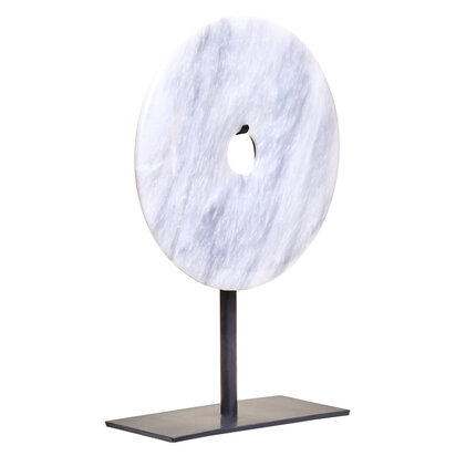 Zoro Medium Round Dia 25cm White Marble Disc Sculpture