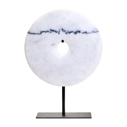 Zoro Large Round Dia 30cm White Marble Disc Sculpture