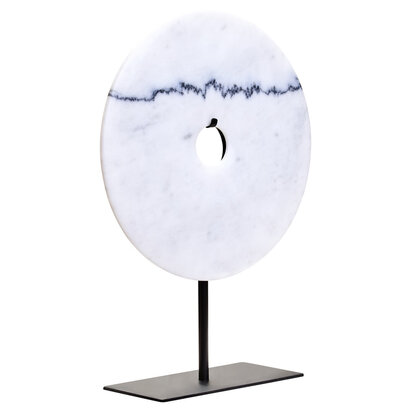 Zoro Large Round Dia 30cm White Marble Disc Sculpture