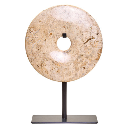 Zoro Large Natural Speckled Marble Round Dia 30cm Disc Sculpture