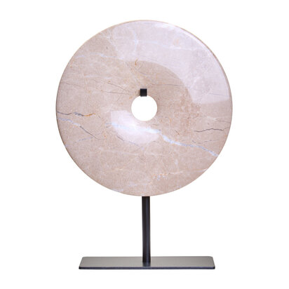 Zoro Medium Cream Marble Round Dia 25cm Disc Sculpture