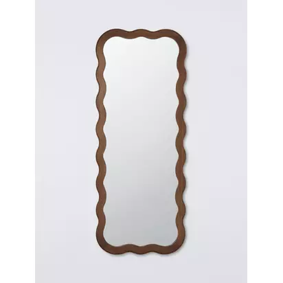 John Lewis Wiggle Full-Length Wood Frame Wall Mirror, 160 x 60cm, Walnut Finish Black Walnut | H2.70 x W60 x D160cm