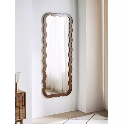 John Lewis Wiggle Full-Length Wood Frame Wall Mirror, 160 x 60cm, Walnut Finish Black Walnut | H2.70 x W60 x D160cm