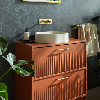 Vado Safari 800mm Fluted Floorstanding Terracotta Vanity Unit & Worktop