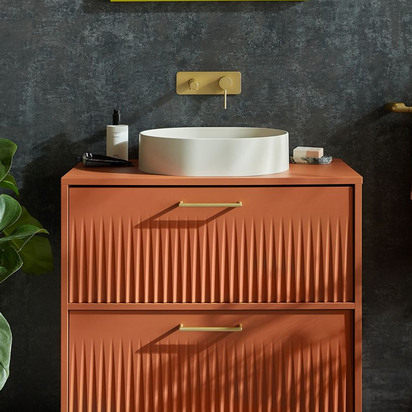 Vado Safari 800mm Fluted Floorstanding Terracotta Vanity Unit & Worktop