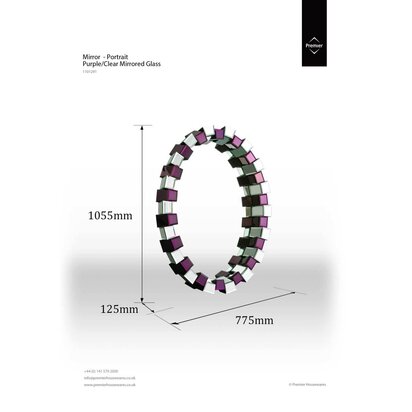 Carlotta Purple Mirrored Glass Wall Mirror