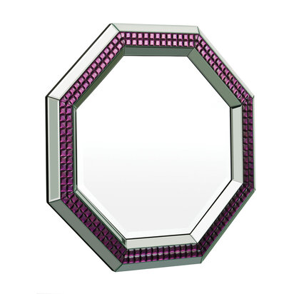 Carlotta Purple and Mirrored Glass Octagonal Wall Mirror