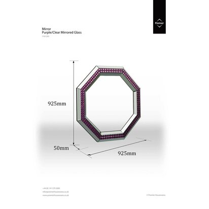 Carlotta Purple and Mirrored Glass Octagonal Wall Mirror