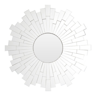 Glitzy Sunburst Design Round Wall Mirror