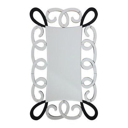 Lineywod Black and Silver Scroll Design Wall Mirror