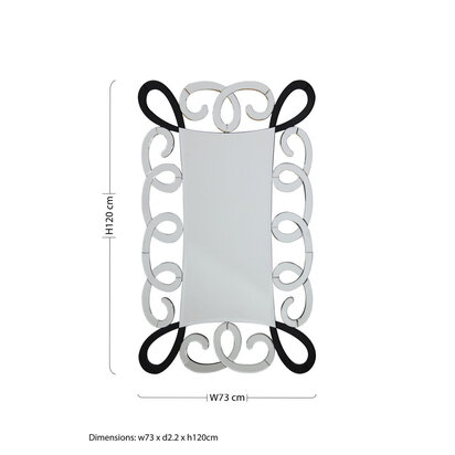 Lineywod Black and Silver Scroll Design Wall Mirror
