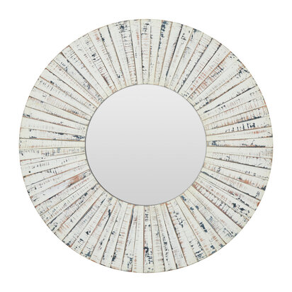 Driftwood White Wash Round Wall Mirror