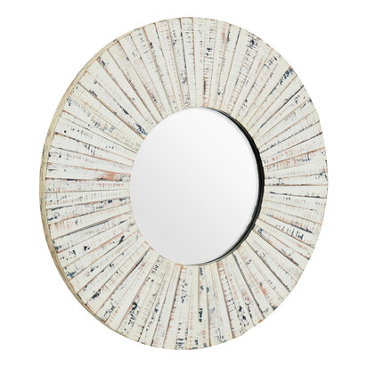 Driftwood White Wash Round Wall Mirror