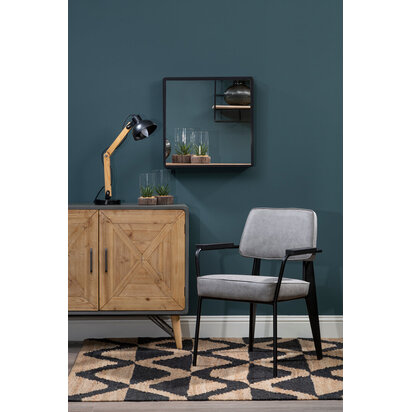 Trosa Medium Black Wall Mirror with Gold Edge
